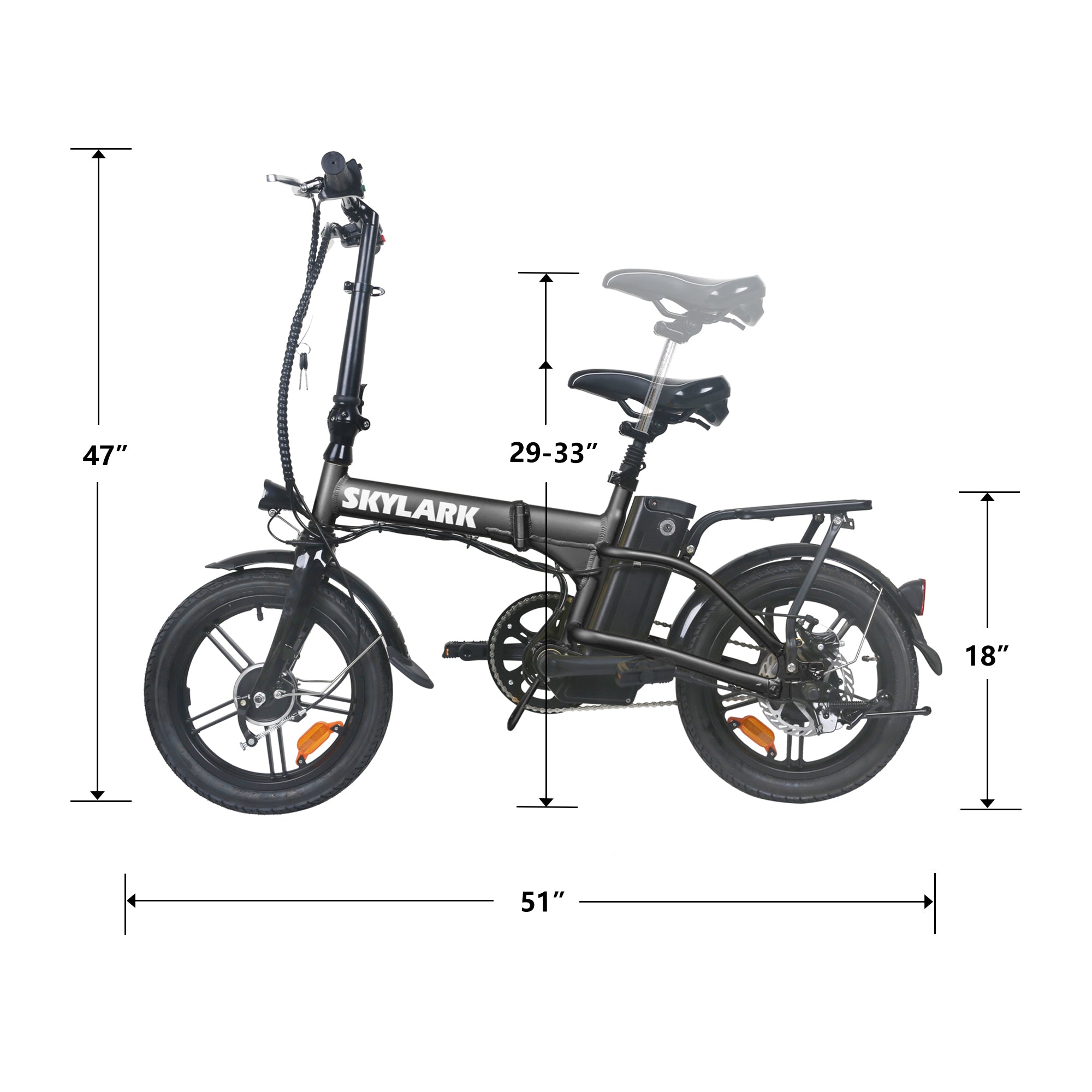 Nakto Skylark Electric Folding Bike - Top Speed 22mph